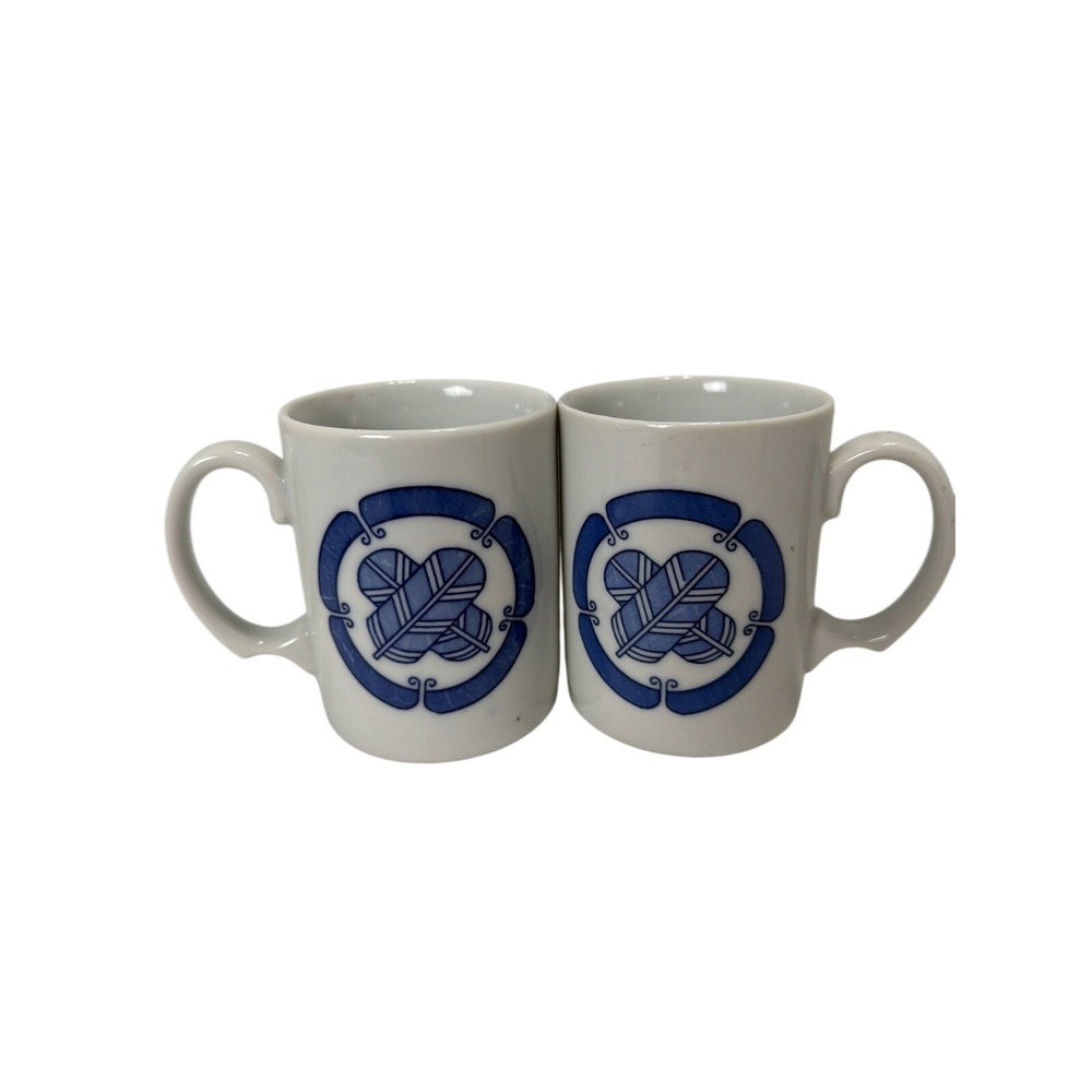 Ceramic Coffee mug set made in Japan white blue flower, restaurant style (thick)